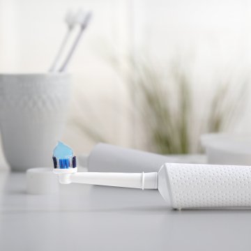 Oral B toothbrush on counter top